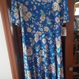 Lularoe  blue floral short sleeve maxi dress